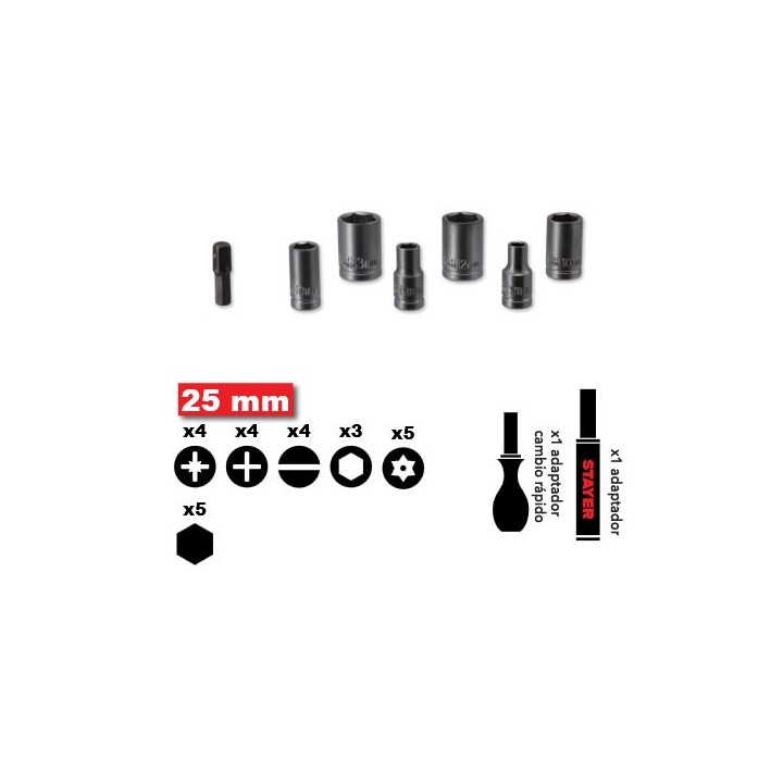 Set 28 piezas (puntas y llaves de vaso)