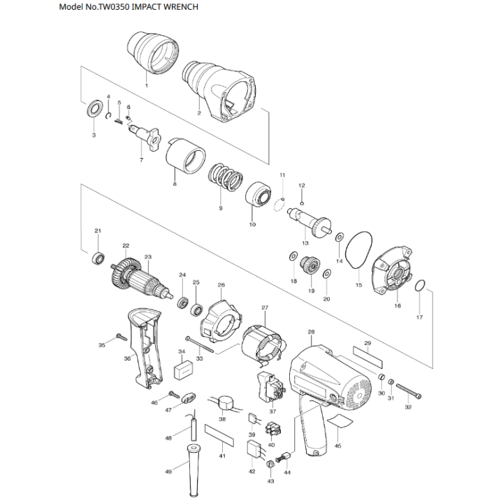 Estátor llave impacto Makita TW0350